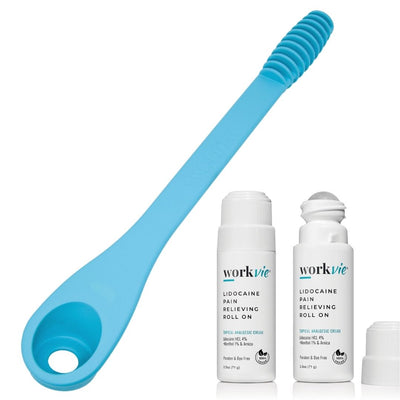 Workvie Applicator with 2 Pack of Numbing Roll On Lotions